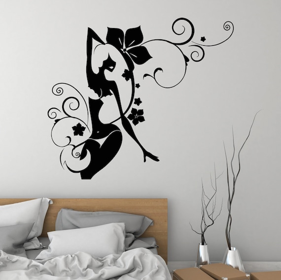 Wandtattoo Nackte Frau Rücken – Vinyl-Aufkleber, Abnehmbar, Wasserfest, 46x114 Cm, Dunkelblau