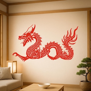 Chinese Dragon Vinyl Wall Decal Asian Fantasy Magical Teen Room Boys Bedroom Art Home Decor Stickers Mural (#2547di)