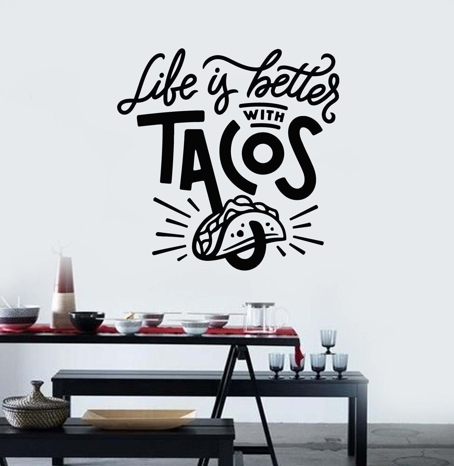 Tacos Vinyl Wall Decal Mexican Traditions Tasty Food Cafe