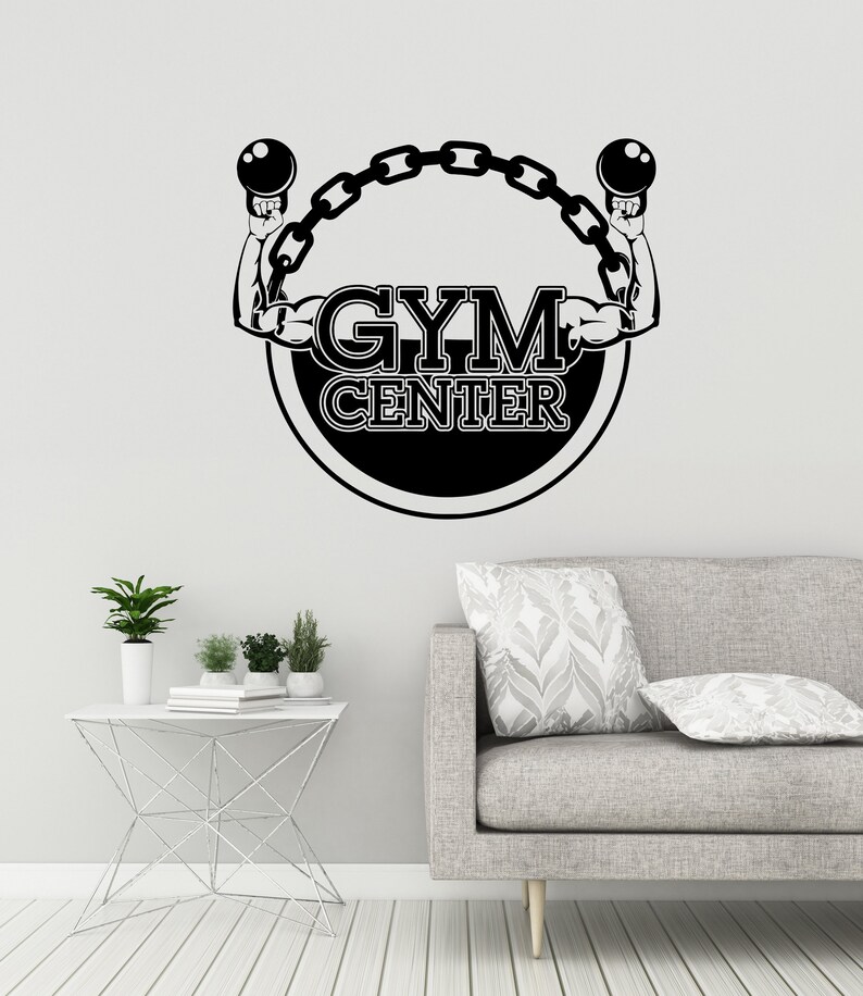 Gym Center Vinyl Wall Decal Fitness Bodybuilding Home Sports Etsy