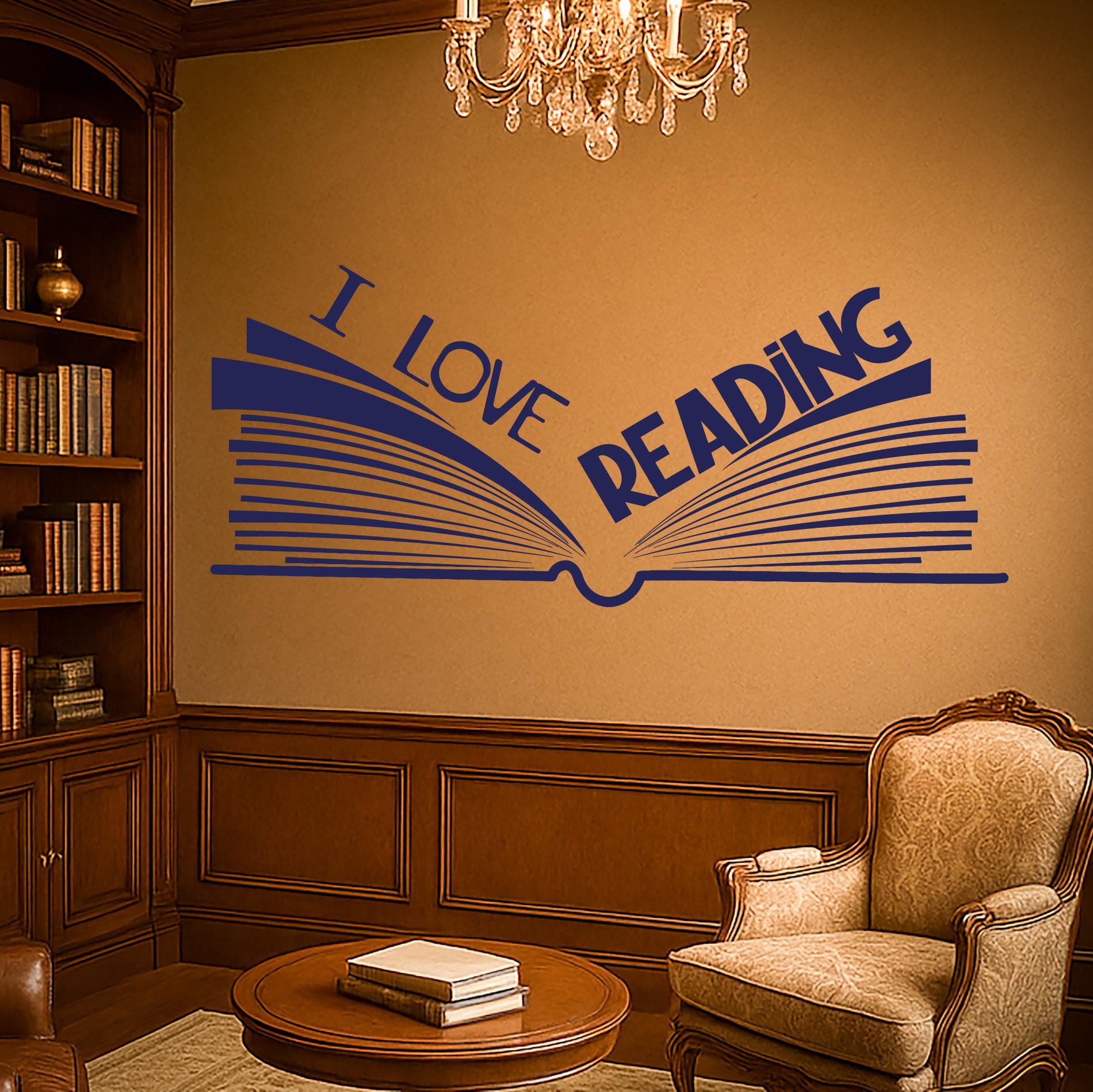 I Love Reading Open Book Vinyl Wall Decal – Literary Wall Art for