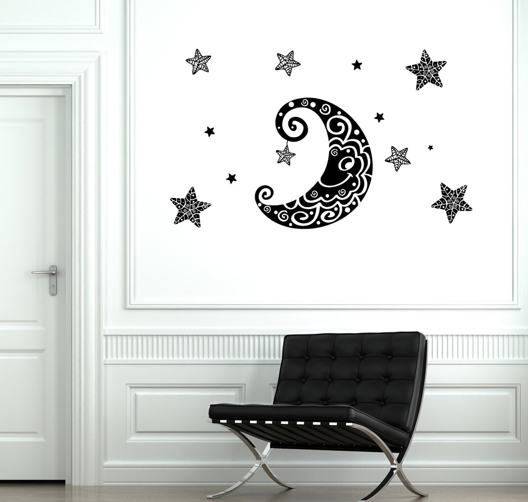 Wall Decal Moon Stars Space Ornament Tribal Mural Vinyl Decal Nursery ...
