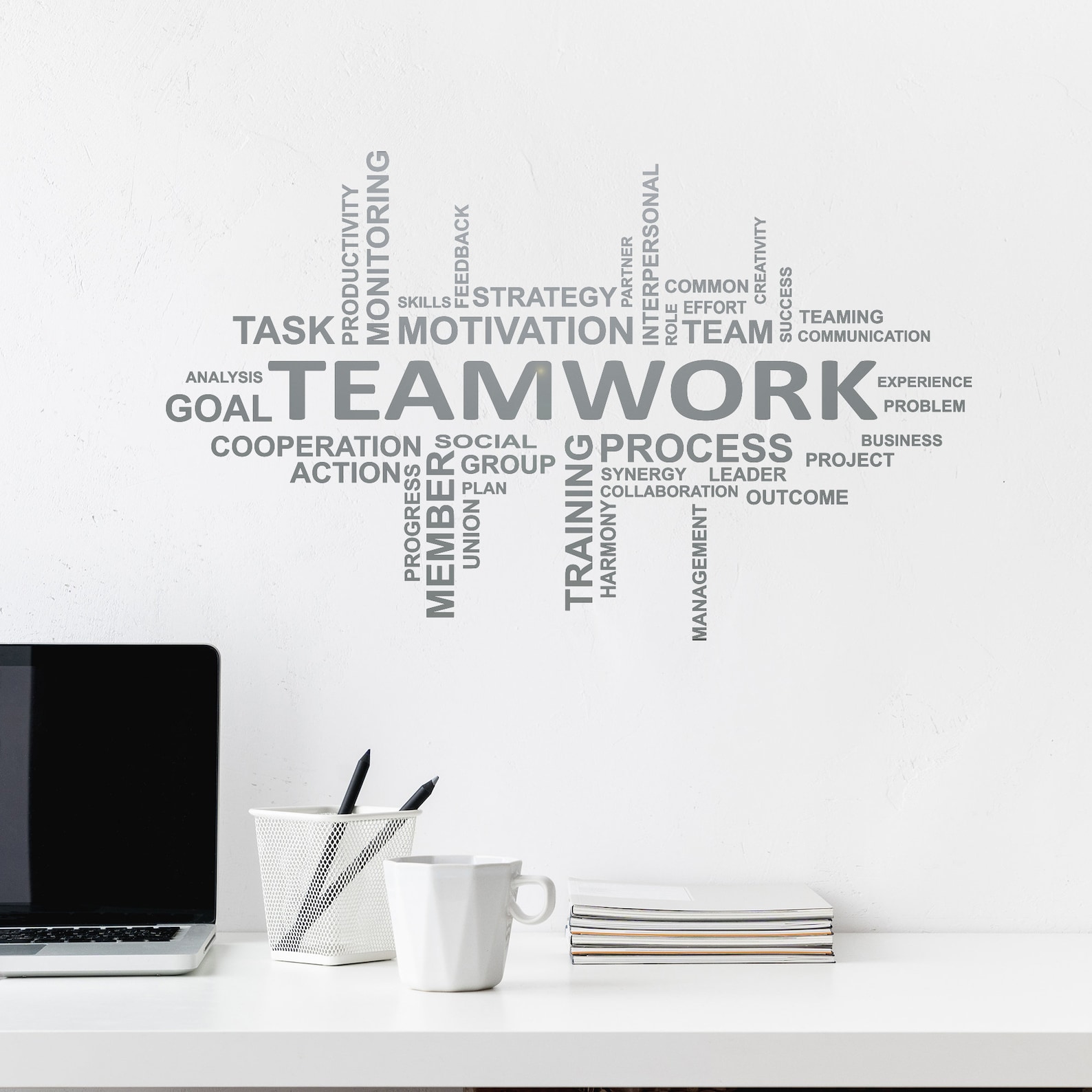Teamwork Vinyl Wall Decal Team Work Motivation Words Home Office Space ...
