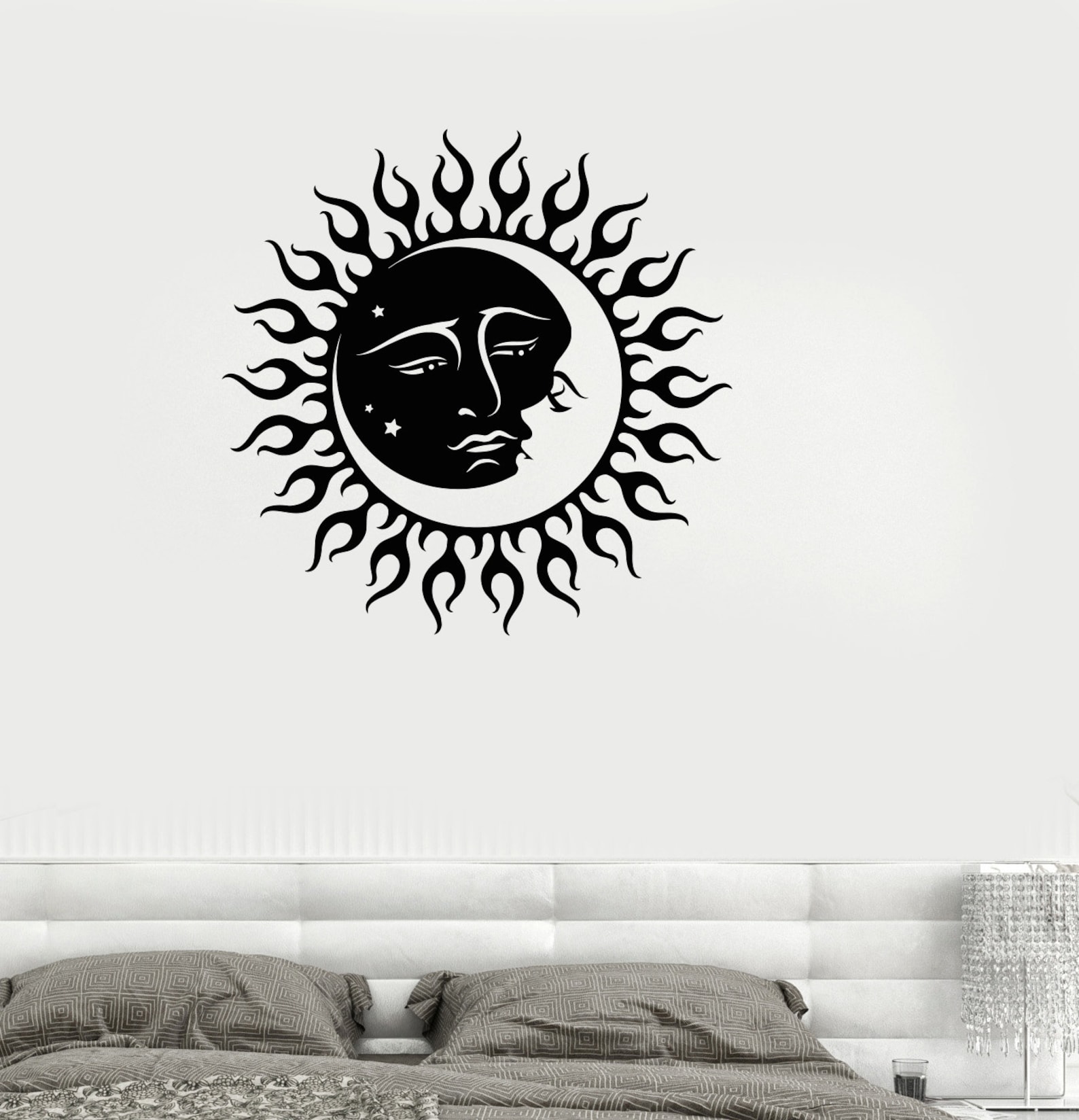 Wall Vinyl Decal Bedroom Decoration Sun and Moon Kissing Romantic ...