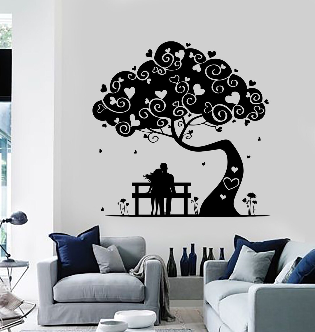 Wall Decal Magic Tree Love Romantic Hearts Vinyl Sticker Mural Art ...