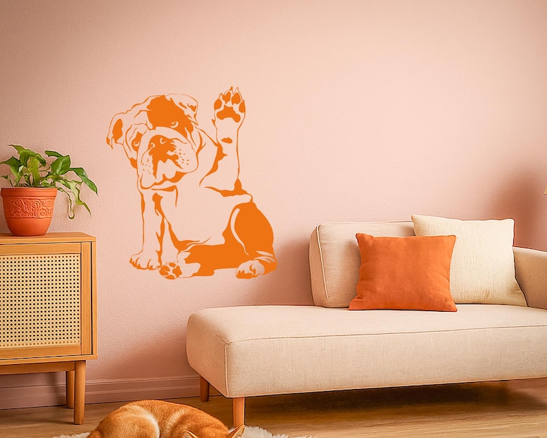English Bulldog Wall Decal, Dog Art Sticker, Puppy Wall Decor, Bulldog Lover Gift, Pet Dog Room Decor (#3185di) image 9