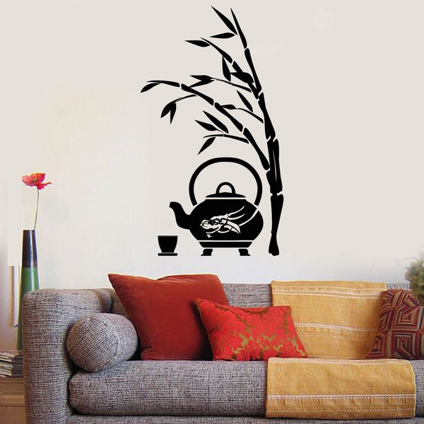 Wall Art Mural Bamboo Tree Branch Tea Pot Decor 2394di