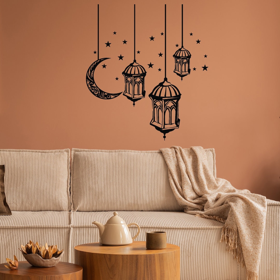 Lanterns Vinyl Wall Decal Crescent Moon Stars Good Night Stickers Mural ...