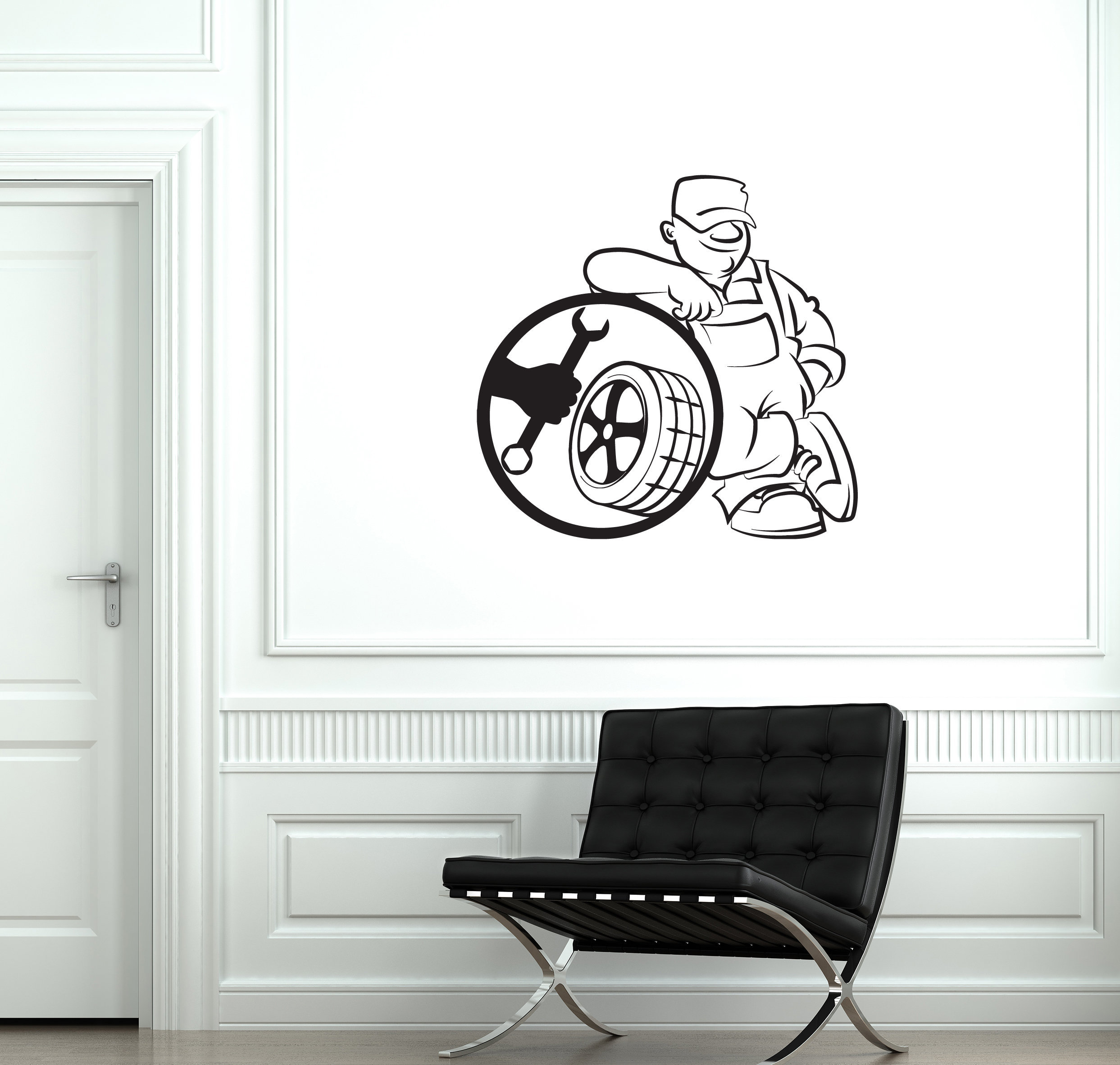 Auto Shop Sticker Tire Service Wall Vinyl Decal Car Auto Shop Repair Decor for Garage Man ...