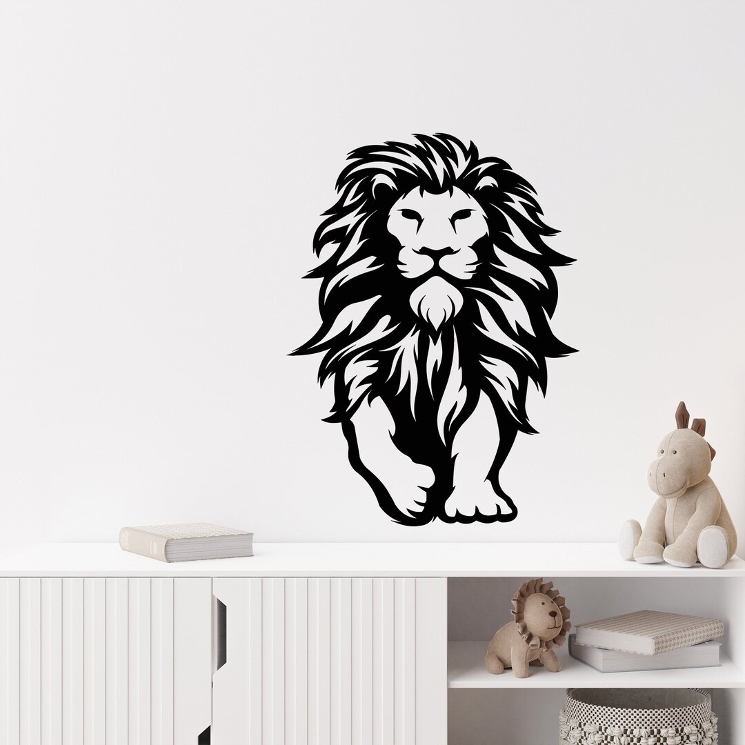 Animal Vinyl Wall Decal Cartoon Lion Predator Children Room Stickers ...