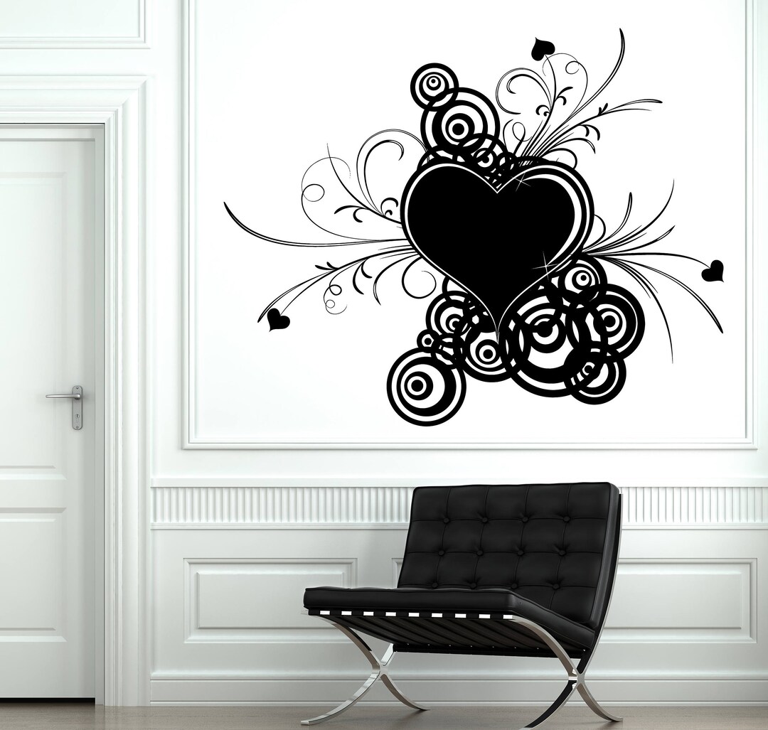 Wall Vinyl Decal Abstract Arts Valentine Day Symbol Design With Heart ...