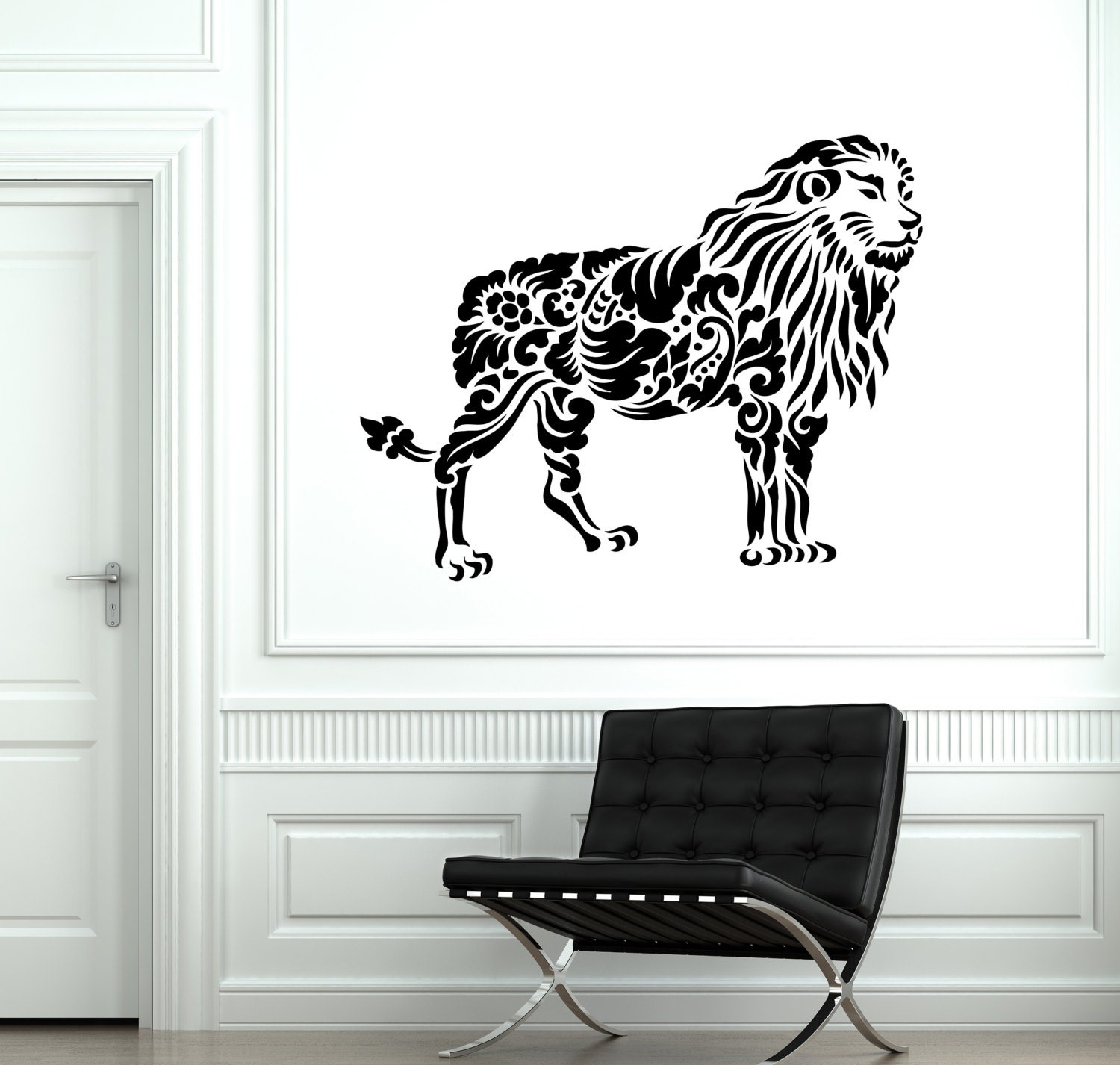 Wall Decal Lion Africa Animal Ornament Tribal Mural Vinyl Decal Sticker ...