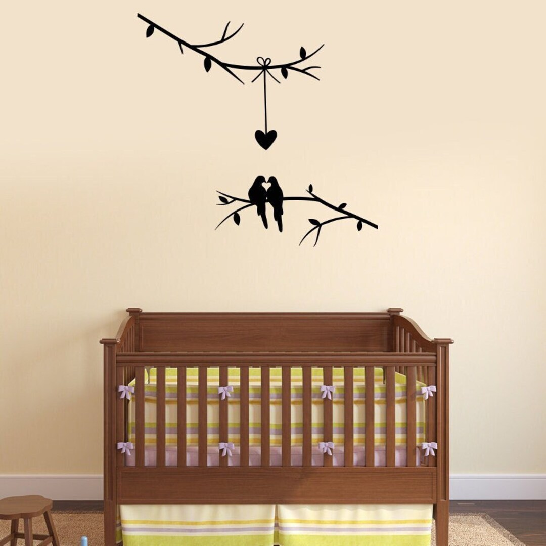 Romantic Birds Vinyl Wall Decal Tree Branches Heart Home Decor Stickers ...