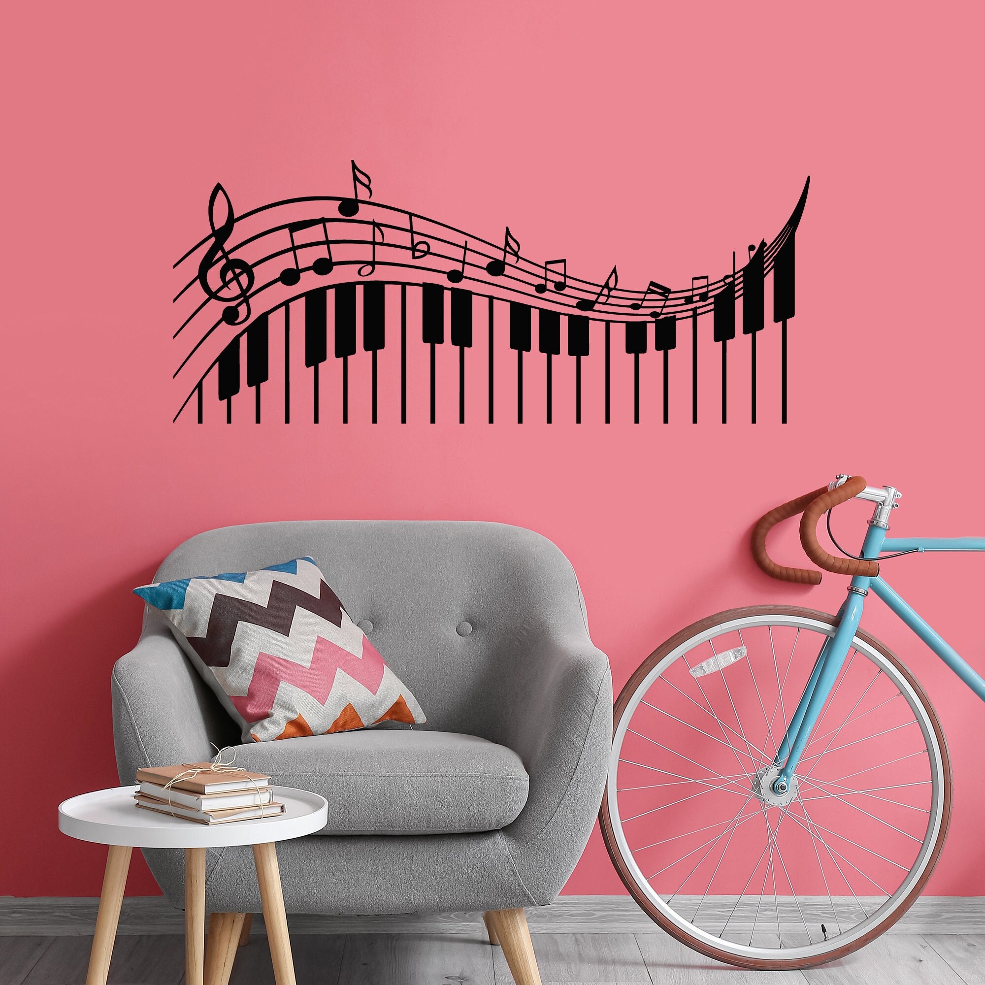 Music Vinyl Wall Decal Treble Clef Musical Keys Piano Notes Pianoforte ...