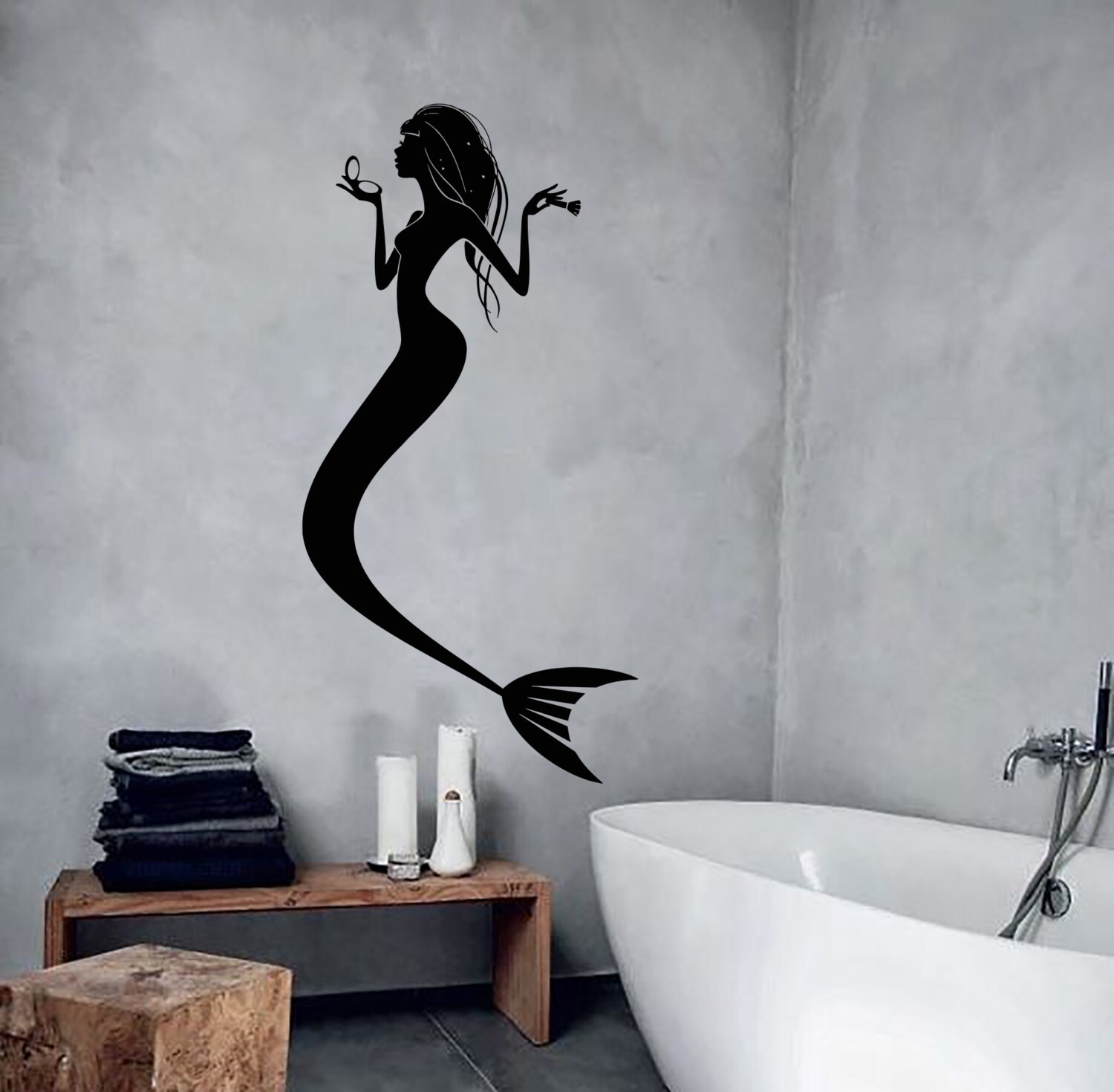 Wall Vinyl Decal Mermaid Beauty Make up Ocean Marine Nautical | Etsy