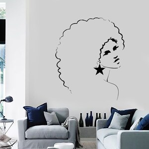 Wall Decal Sexy Disco Girl Woman Afro Hair Style Vinyl Sticker 1412dz