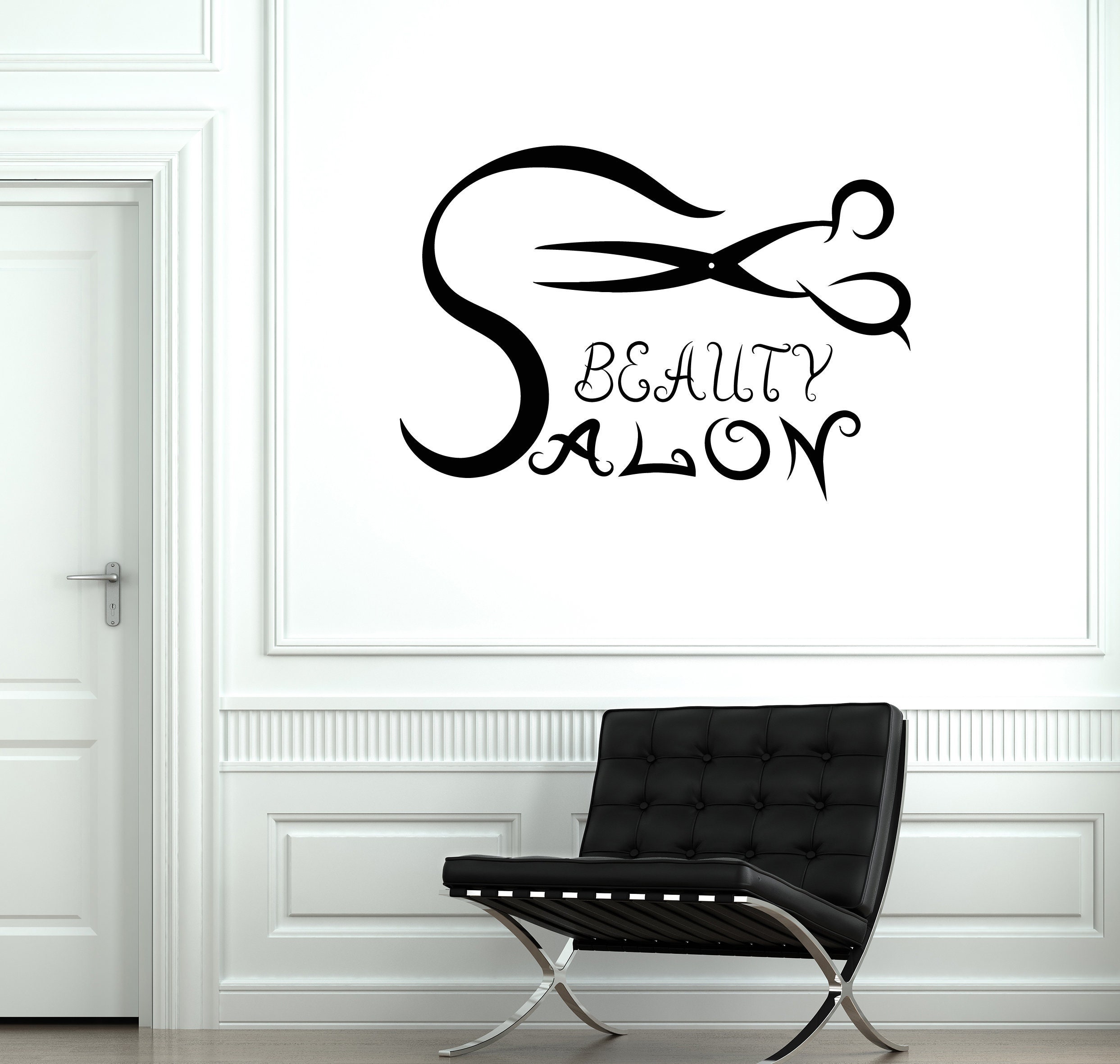 Beauty Salon Vinyl Wall Decal Hairdresser Hair Scissors Window Decor ...