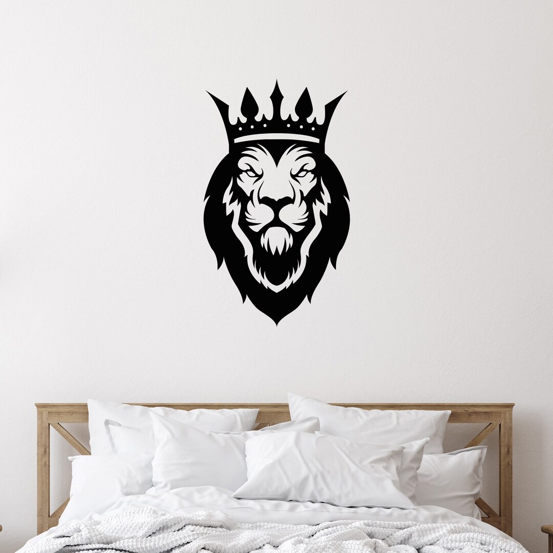 Lion Head Vinyl Wall Decal African King Animal Crown Predator Big Cat ...