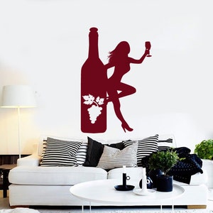 Wall Vinyl Decal Wine Bottle Winery Wine Seller Decor Restaurant Wine Tasting Kitchen Home Decor (#1222dz)