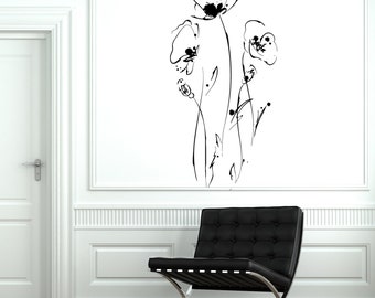 Wall Decal Flower Poppy Floral Tree Forest Vinyl Decal Sticker 1845dz