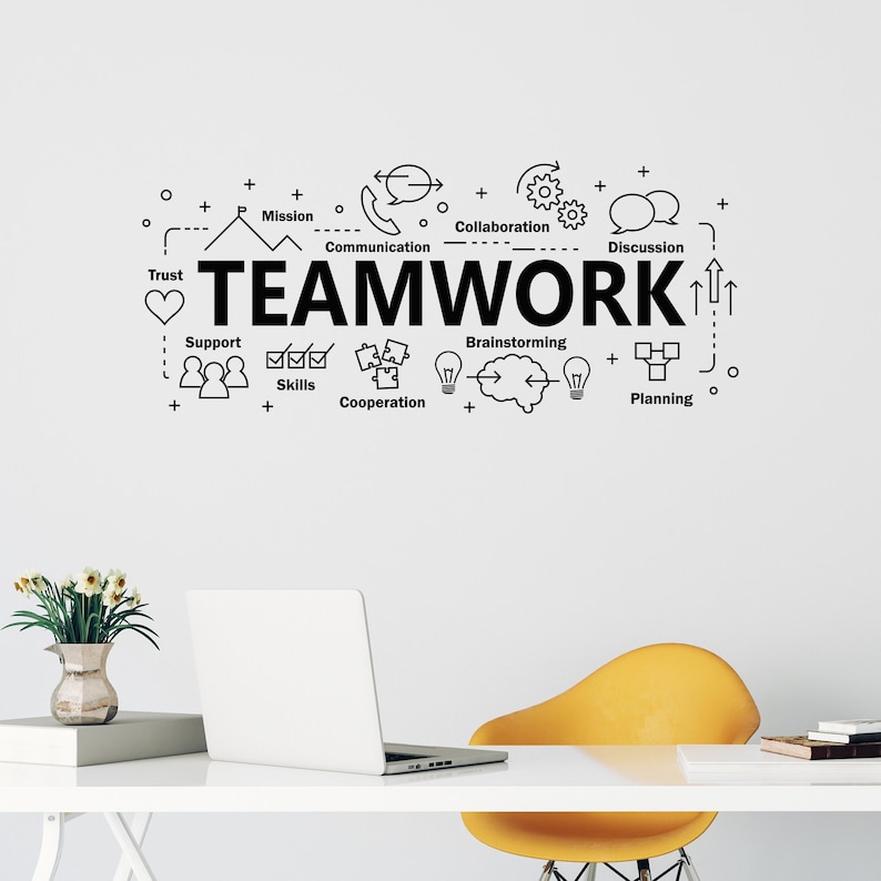 Teamwork Wall Decal Vinyl, Inspiring Office Quote Sticker, Team ...