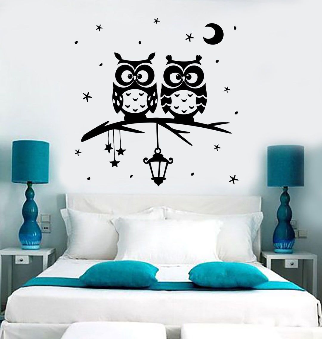 Wall Vinyl Decal Owl Tree Night Romantic Kids Nursery Children Decor ...