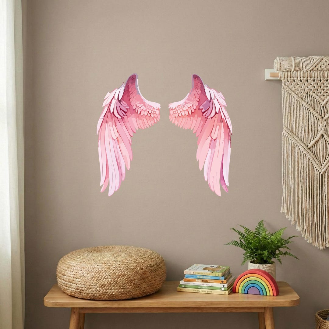 Angel Wings Vinyl Wall Decal, Soft Pink Angel Wings, Dreamy Nursery ...