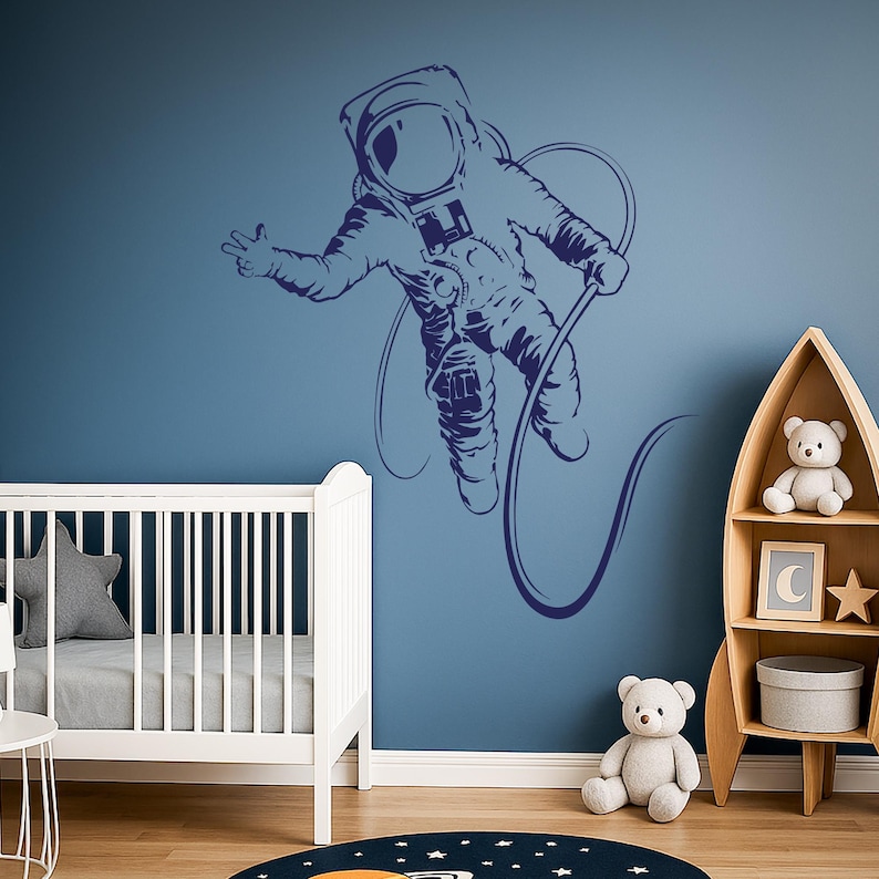 Astronaut Vinyl Wall Decal Spaceman Outer Space Kids Boy Room Art ...