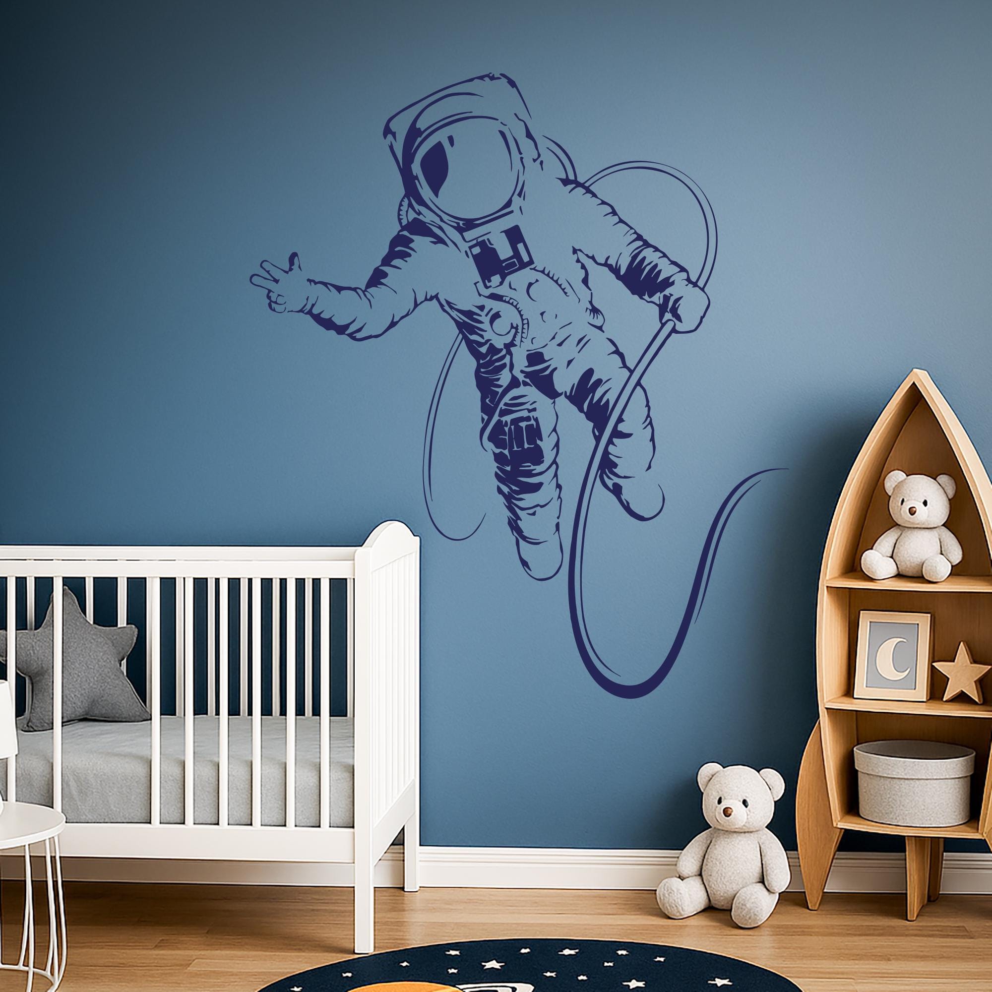Astronaut Vinyl Wall Decal Spaceman Outer Space Kids Boy Room Art ...