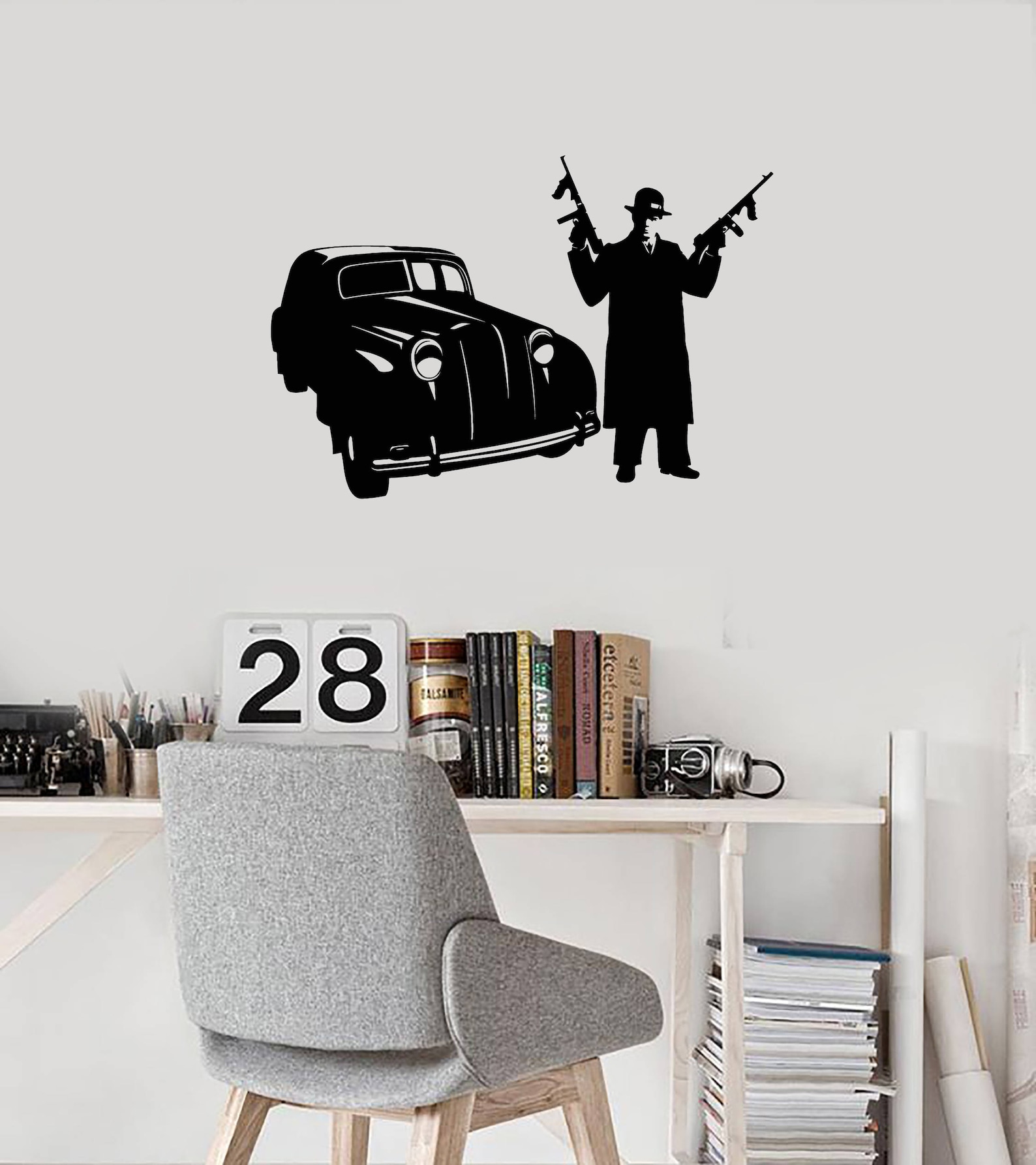 Mafia Vinyl Wall Decal Gangster With Guns Car Teen Room Decor Etsy