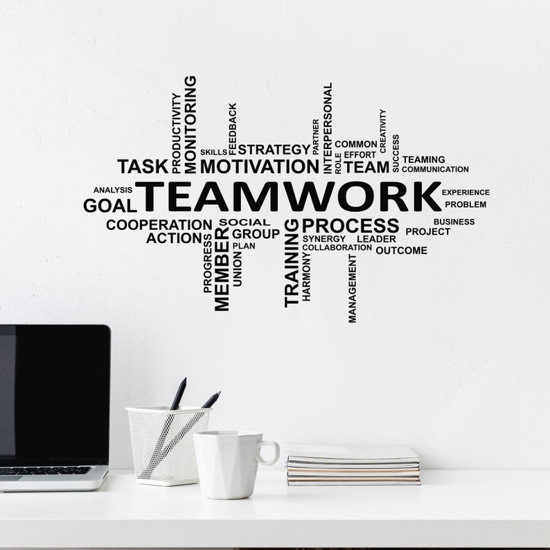 Teamwork Vinyl Wall Decal Team Work Motivation Words Home Office Space Decor Workplace Window Stickers Mural
