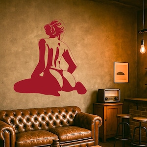 Silhouette Woman Vinyl Wall Decal: Boudoir Bedroom Decor 3188di
