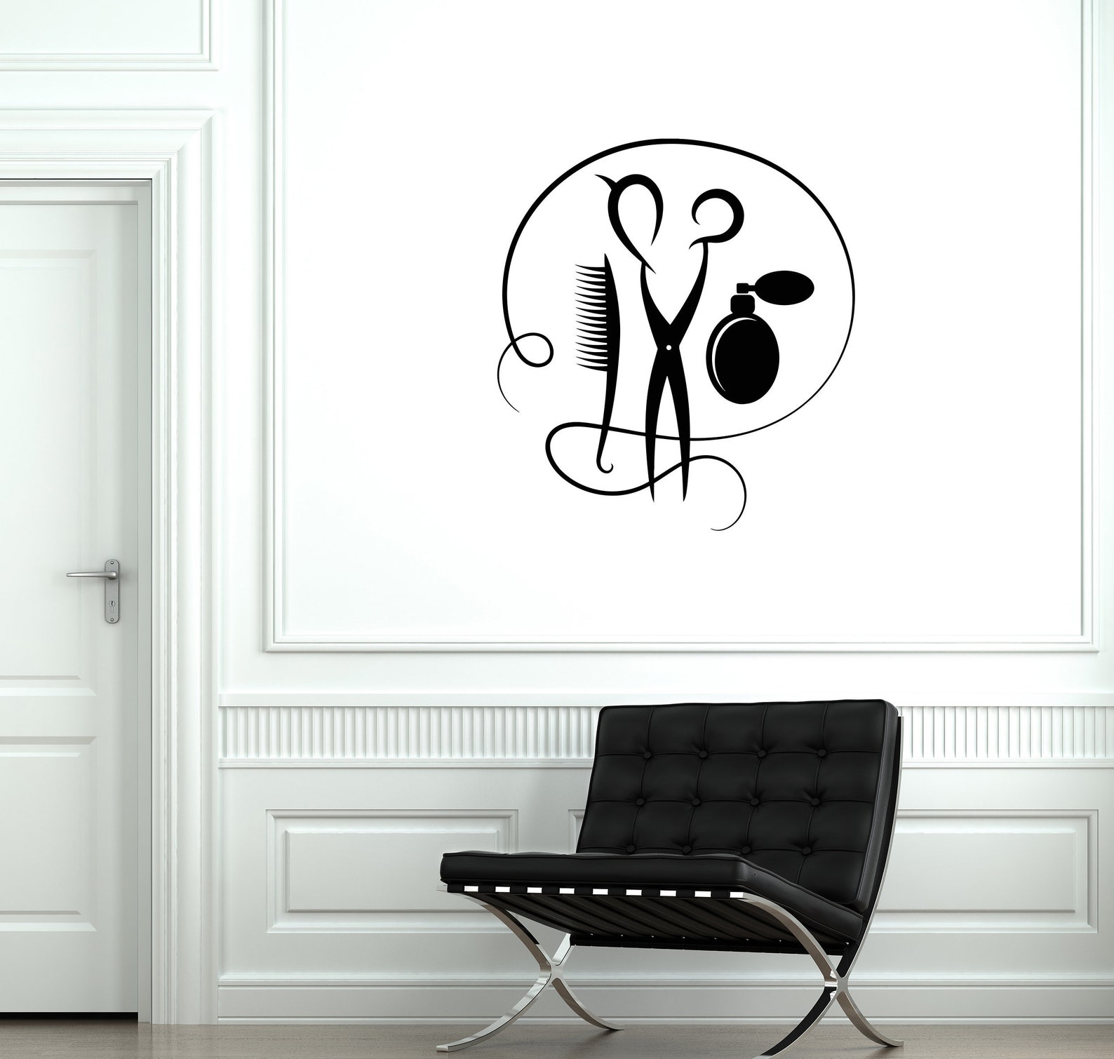 Hair Salon Vinyl Wall Decal Hairdressing Tools Etsy