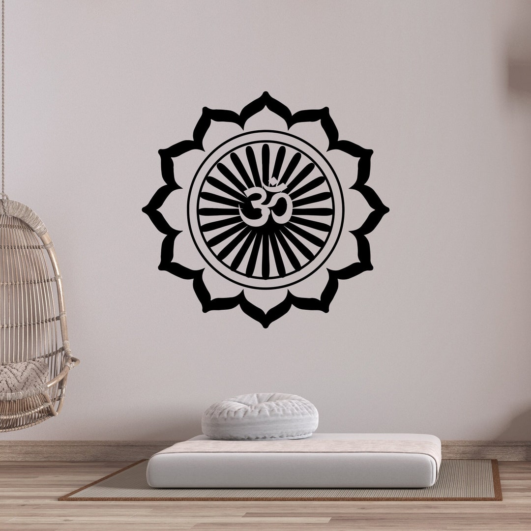Mantra Wall Vinyl Decal Lotus Buddhism Yoga Meditation Room Decoration ...