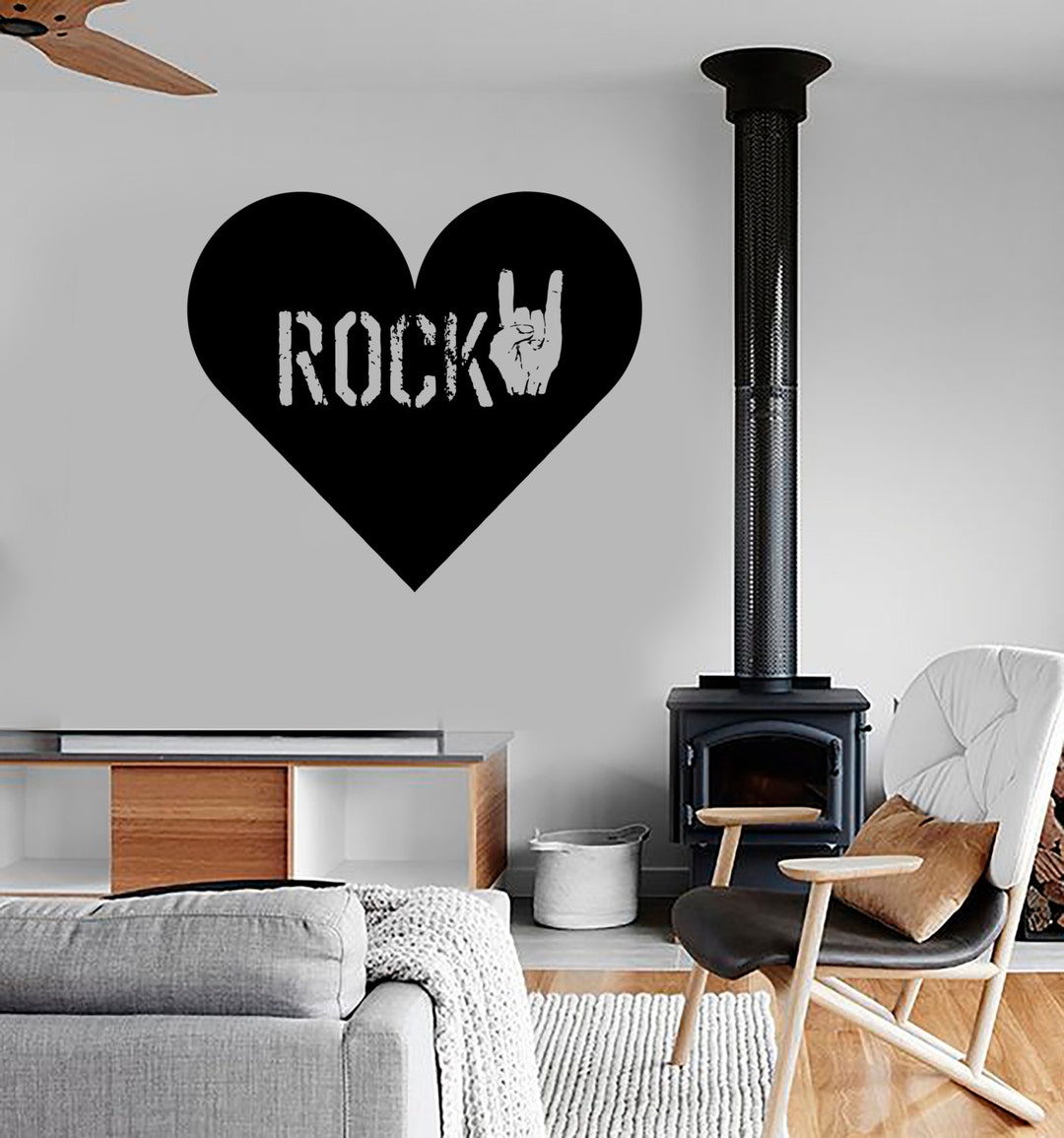 Wall Vinyl Music Rock Heart Love Guaranteed Quality Decal Mural 1699dz ...