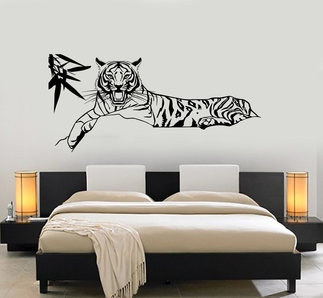 Wall Vinyl Decal Tiger Predator Jungle Nature African Ethnic Mural Art ...
