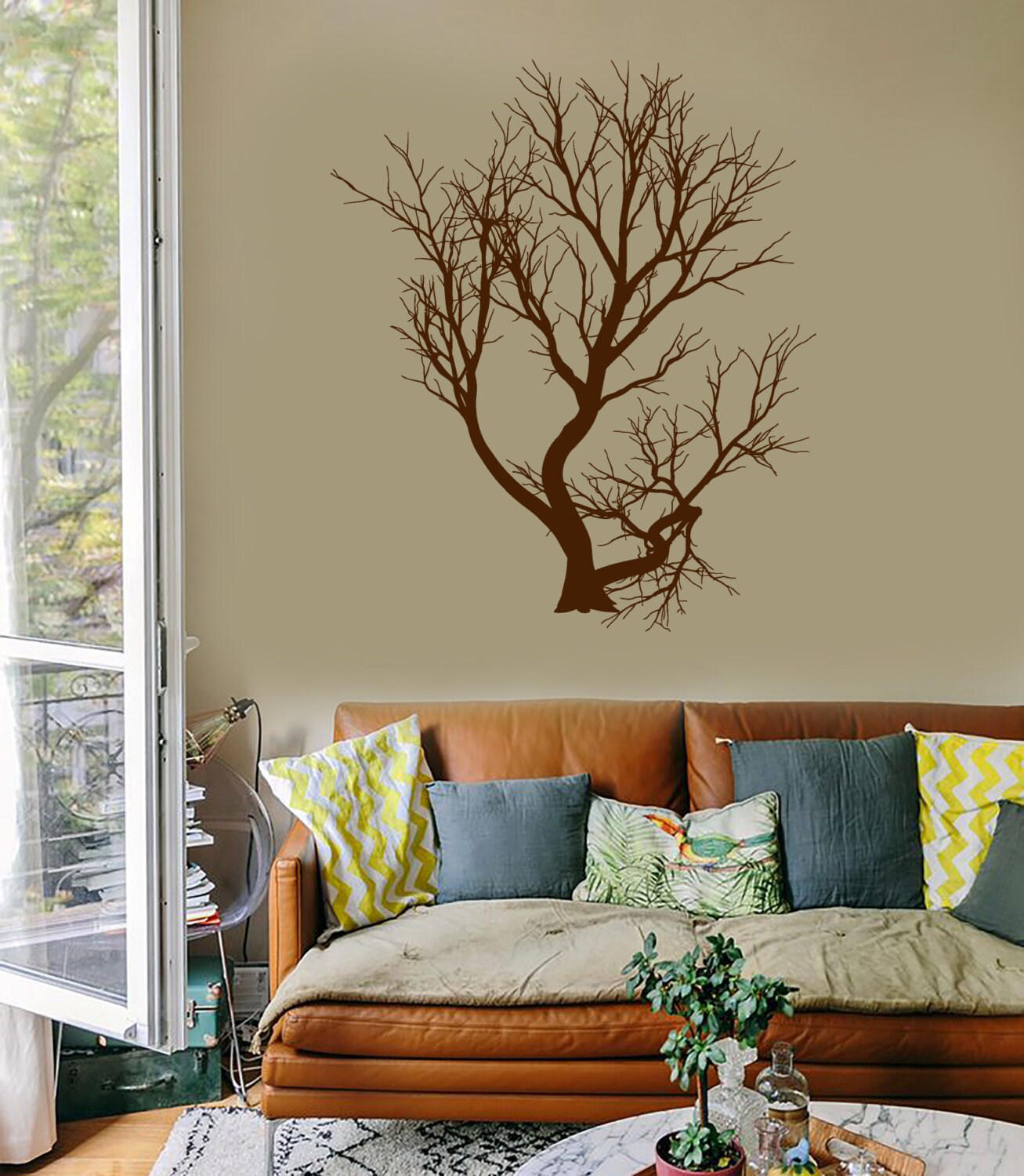Wall Vinyl Decal Tree With Branches Outline Modern Decor for Living ...