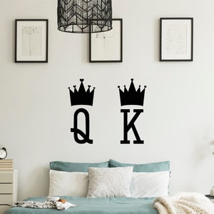 Adesivo da parete in vinile Queen King Crown Bedroom Romantic Stickers Murali (#5152dg)