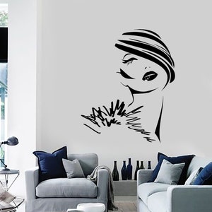 Wall Decal Fashion Girl Woman Young Lady Face Vinyl Sticker Art 1414dz
