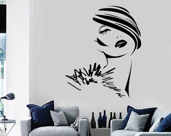 Wall Decal Fashion Girl Woman Young Lady Face Vinyl Sticker Art 1414dz