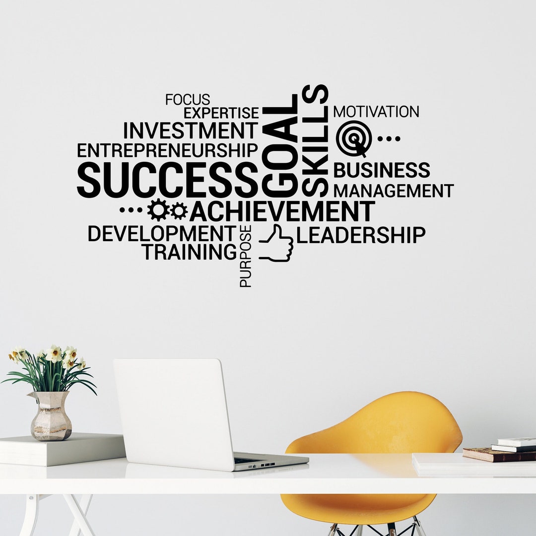 Success Vinyl Wall Decal Office Space Decor Idea Business Motivational ...
