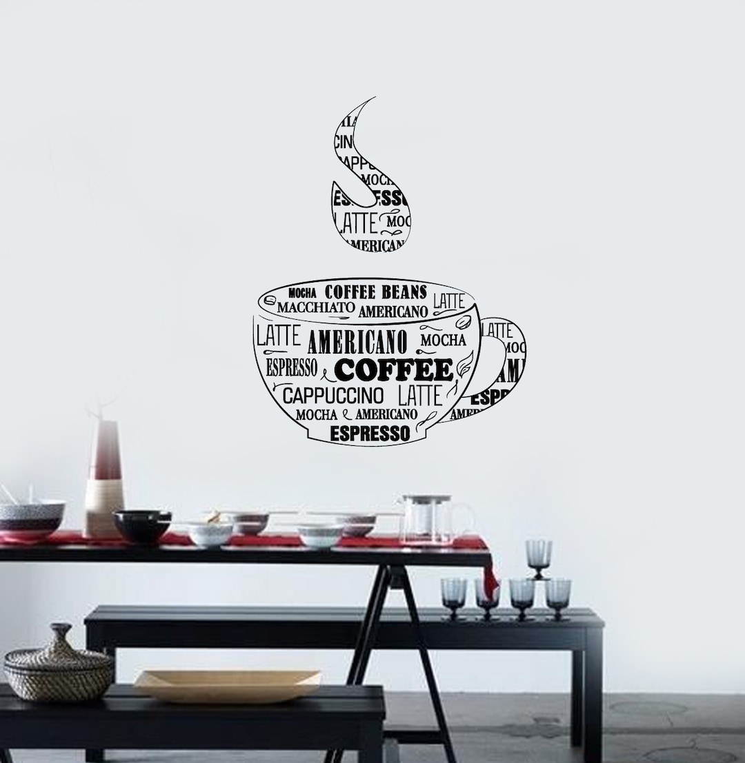 Coffee Cup Vinyl Wall Decal Cafe Dining Room Idea Decoration Stickers ...
