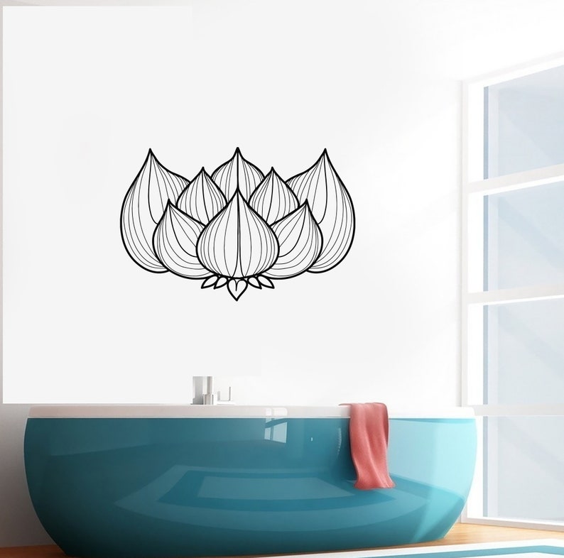 #2876di Lotus Flower Vinyl Wall Decal Yoga Center Meditation Room Interior Stickers Mural