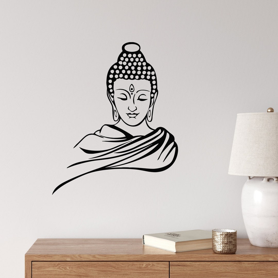 Buddha Face Vinyl Wall Decal Meditation Room Yoga Zen Buddhism Home ...