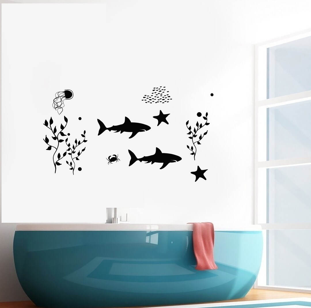 Ocean Underwater Vinyl Wall Decal, Calm Sea Life Wall Sticker for ...