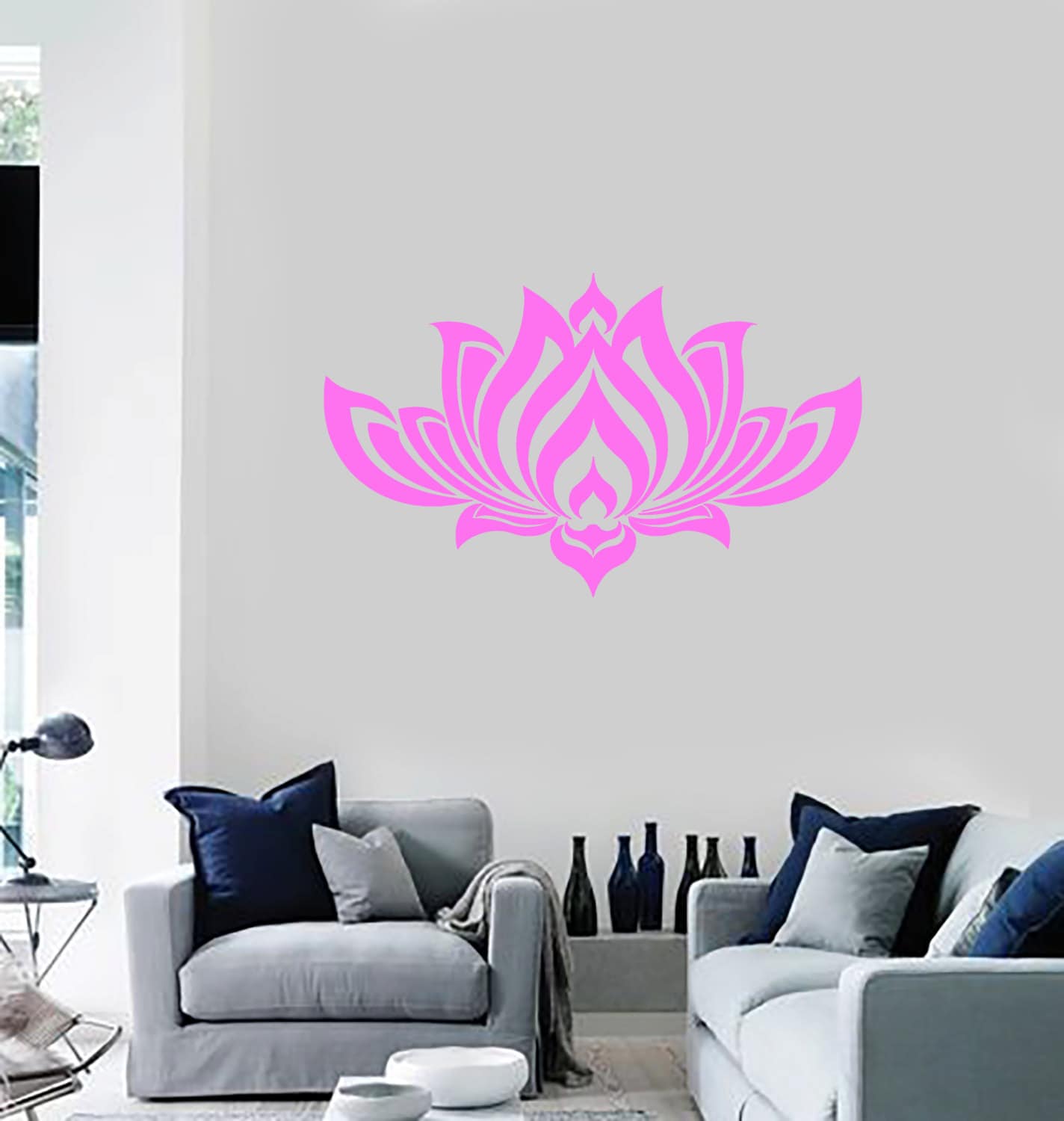 Wall Vinyl Decal Flower Lotus Padma Symbol Ornament Yoga Studio Floral ...