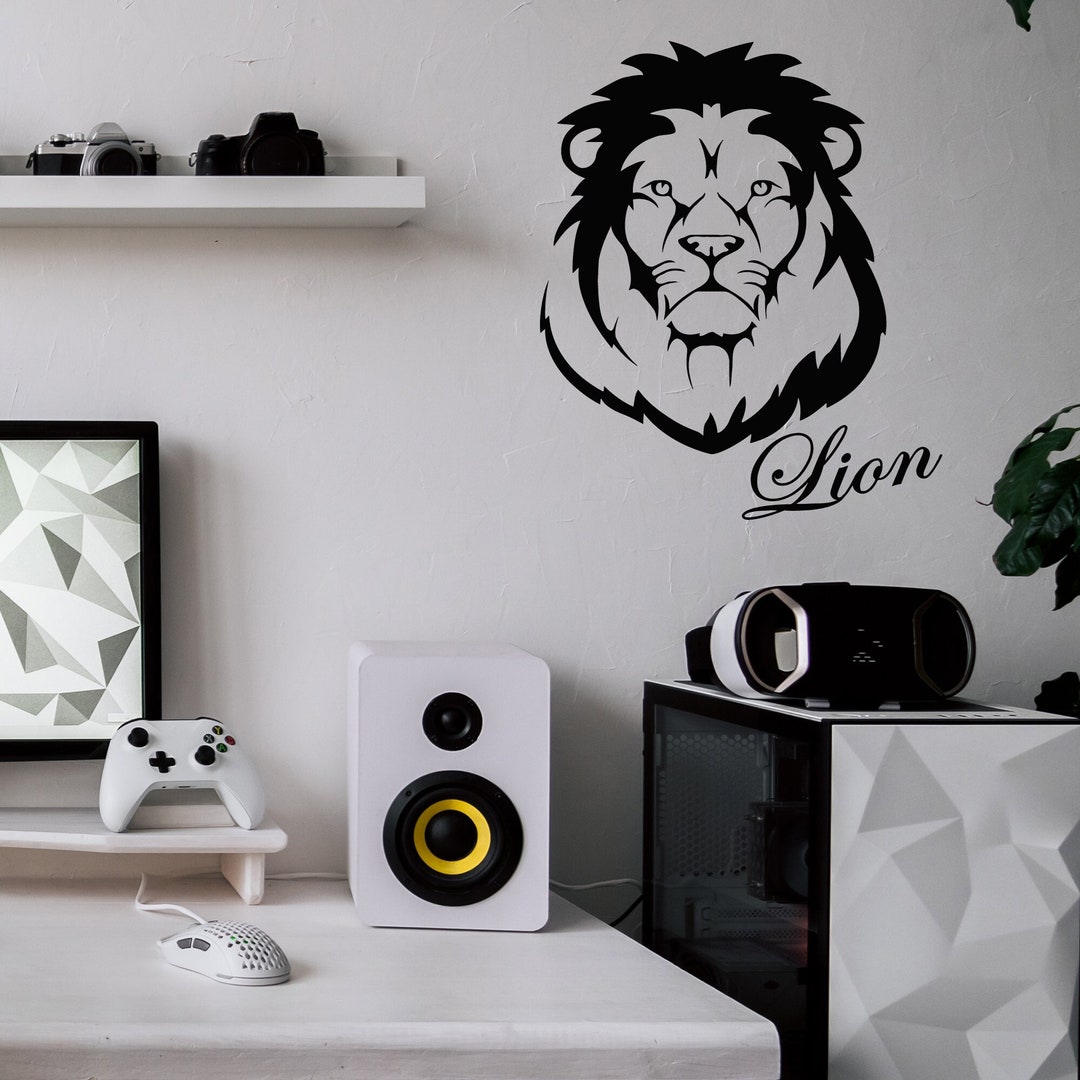 Lion Vinyl Wall Decal African King Head Wild Animal Predator Stickers ...