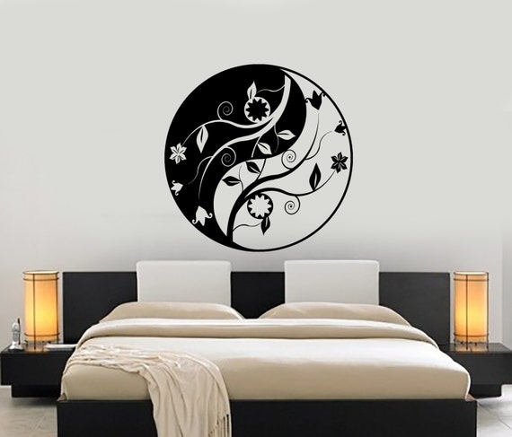 Wall Vinyl Decal Yoga Yin Yang Flower Ornament Yoga Studio Decor Yoga Room Modern Home Decor 1231dz