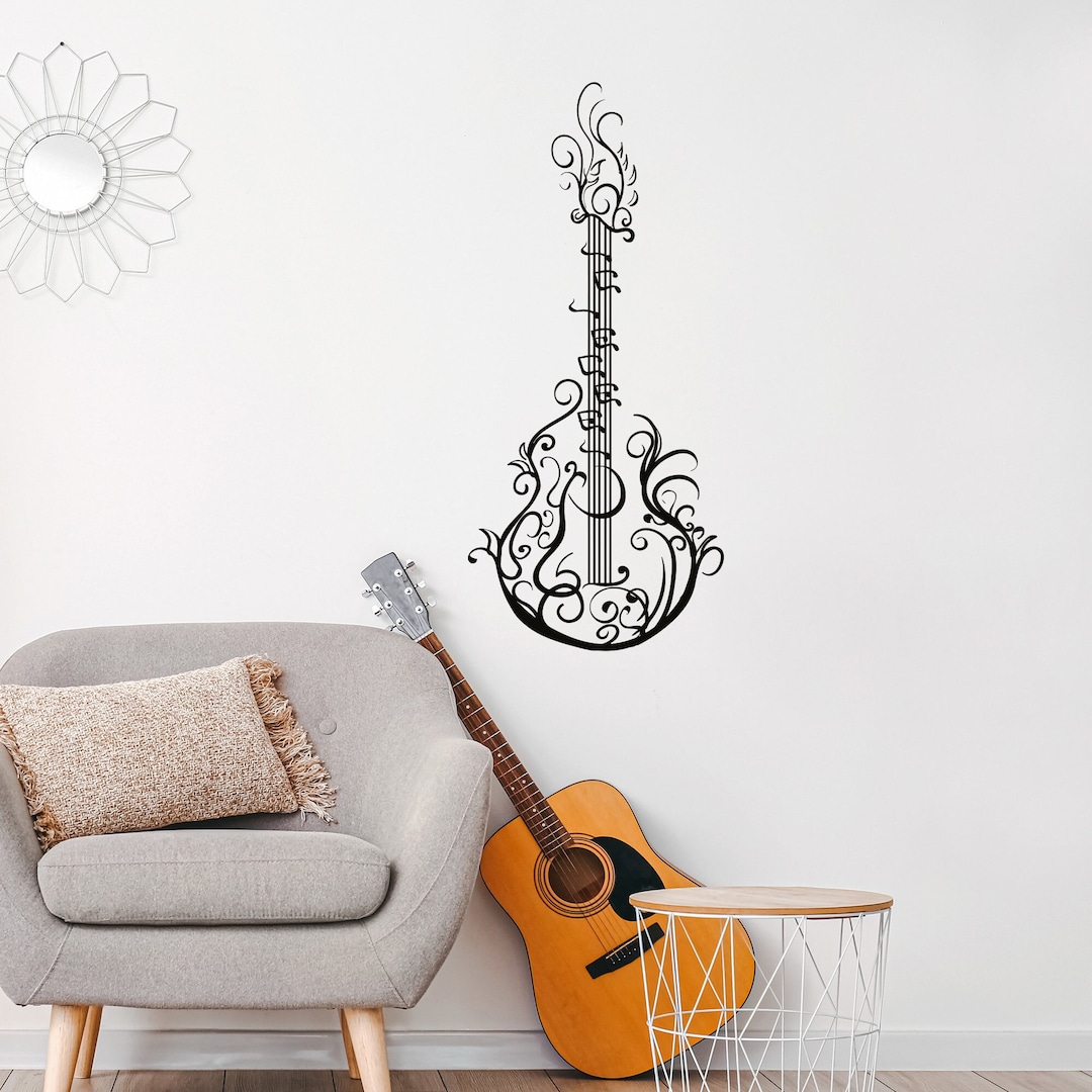 Abstract Guitar Wall Vinyl Decal - Modern Decor Music Lover Gift ...