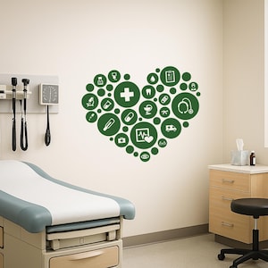 Heart Vinyl Wall Decal Medical Office Hospital Health Care Pharmacy Clinic School Nurse Healthcare Decoration Stickers Mural (#3173dg)